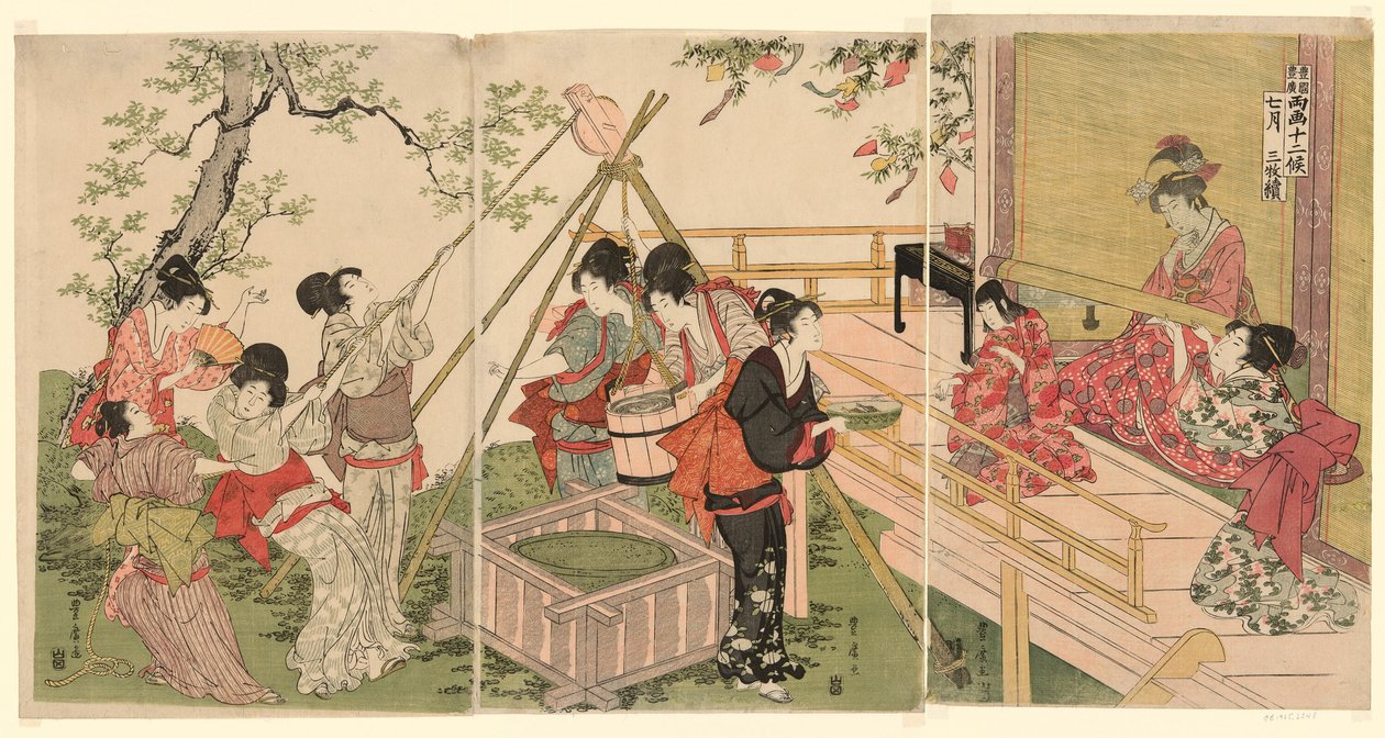 Den sjunde månaden, från serien De tolv månaderna av två konstnärer (Ryoga juni ko) av Utagawa Toyohiro