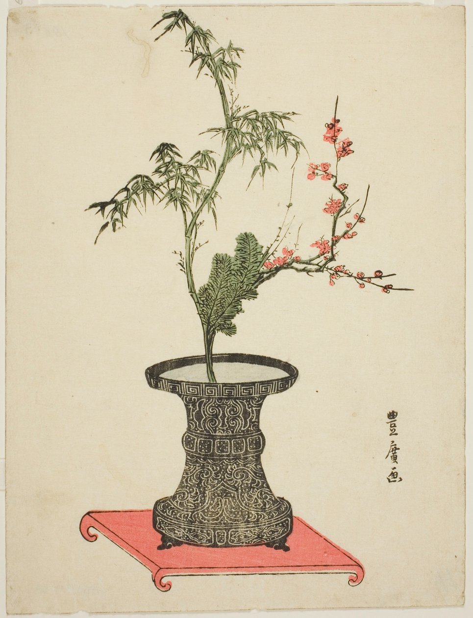 "Tre vänner" ikebana av Utagawa Toyohiro