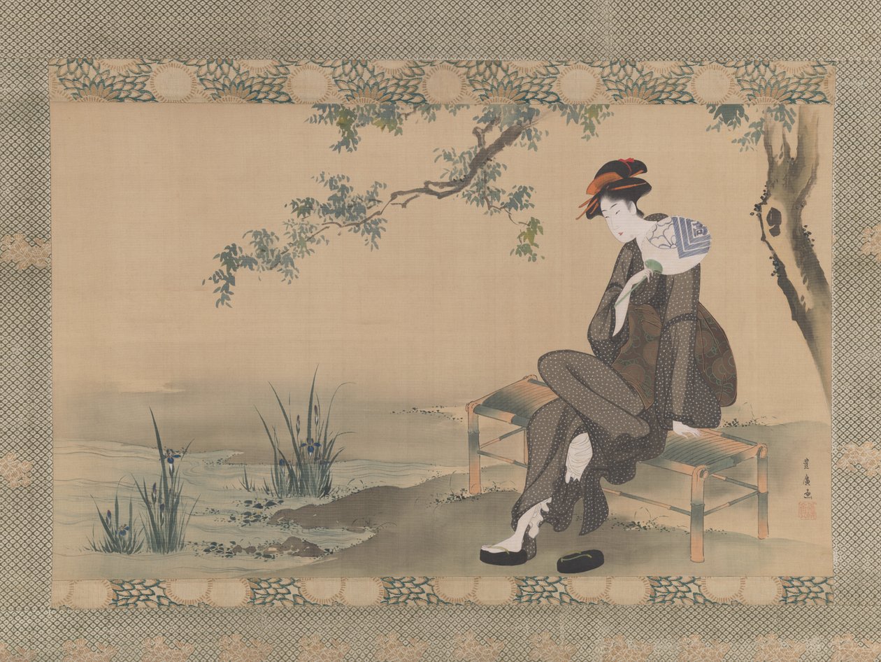 Kvinna som svalkar sig, ca. 1800. av Utagawa Toyohiro