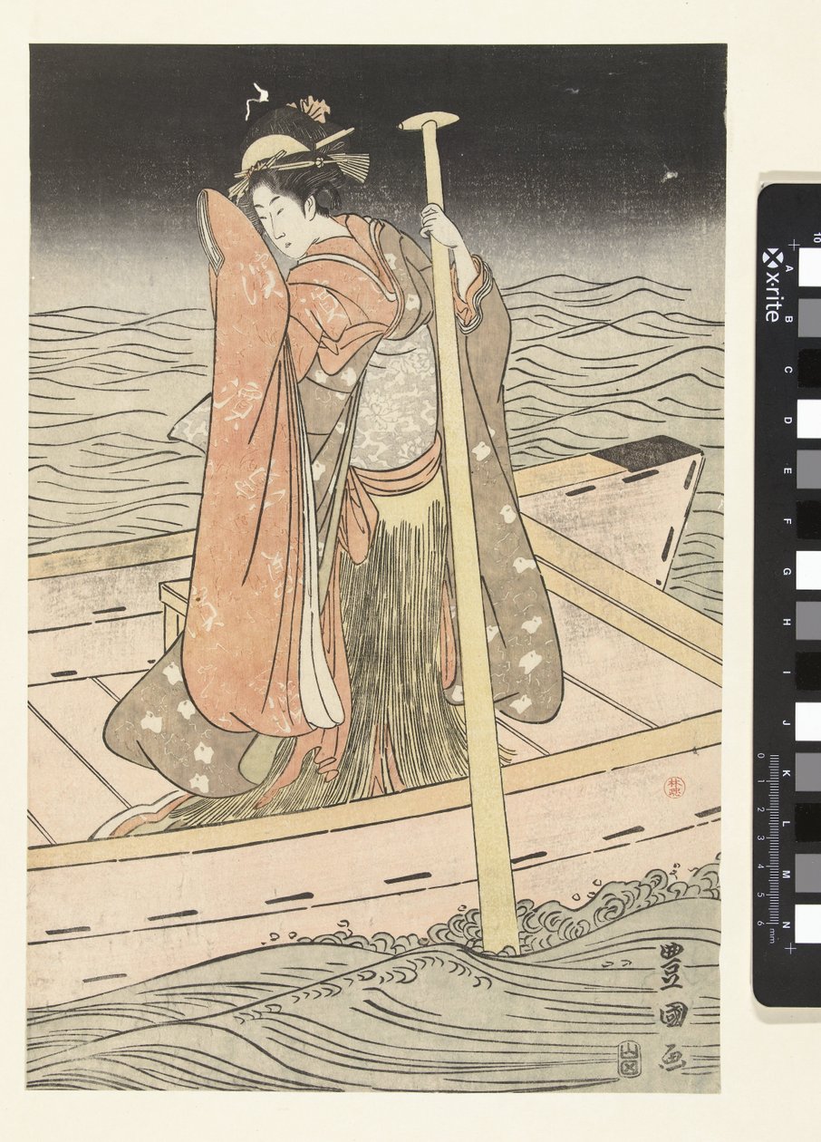 Ung kvinna i båt av Utagawa Toyokuni (I)