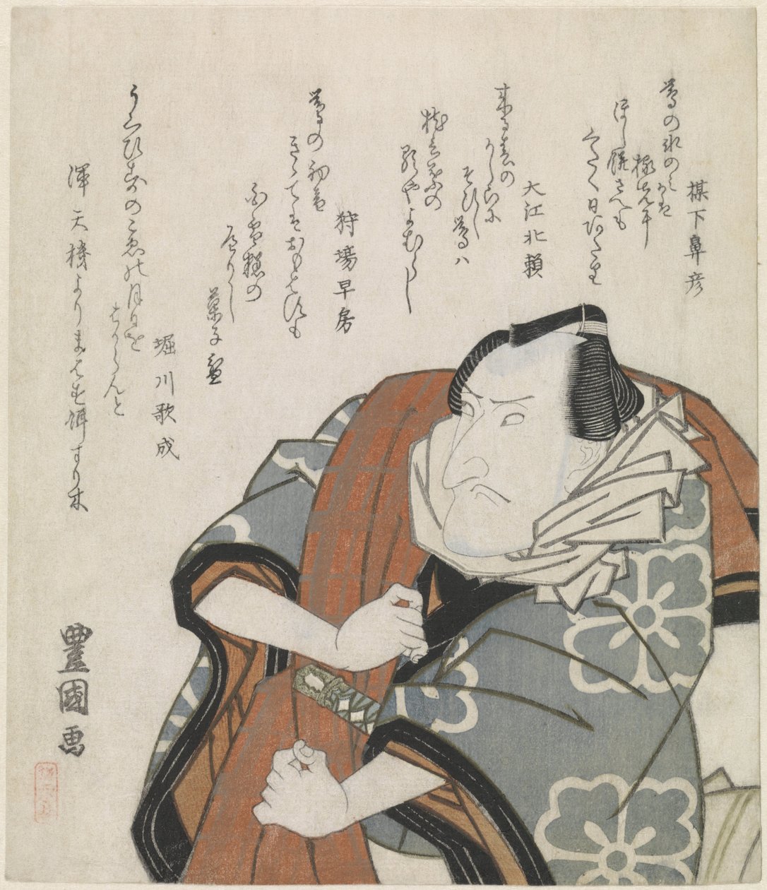 Man som bär en resande överrock över axeln av Utagawa Toyokuni (I)