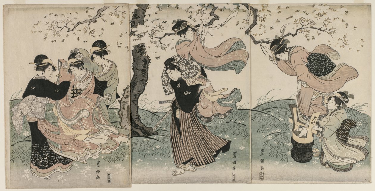 Körsbärsblommor i vinden av Utagawa Toyokuni