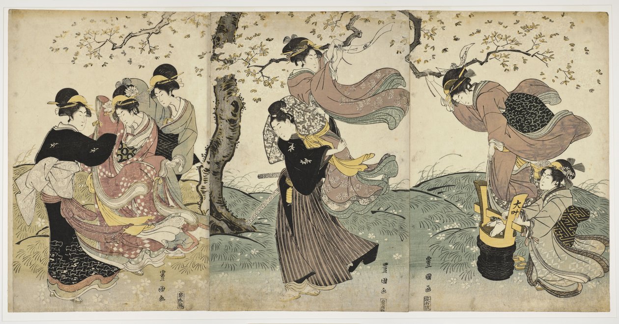 Blommor i vinden, ca. 1797-1800 av Utagawa Toyokuni