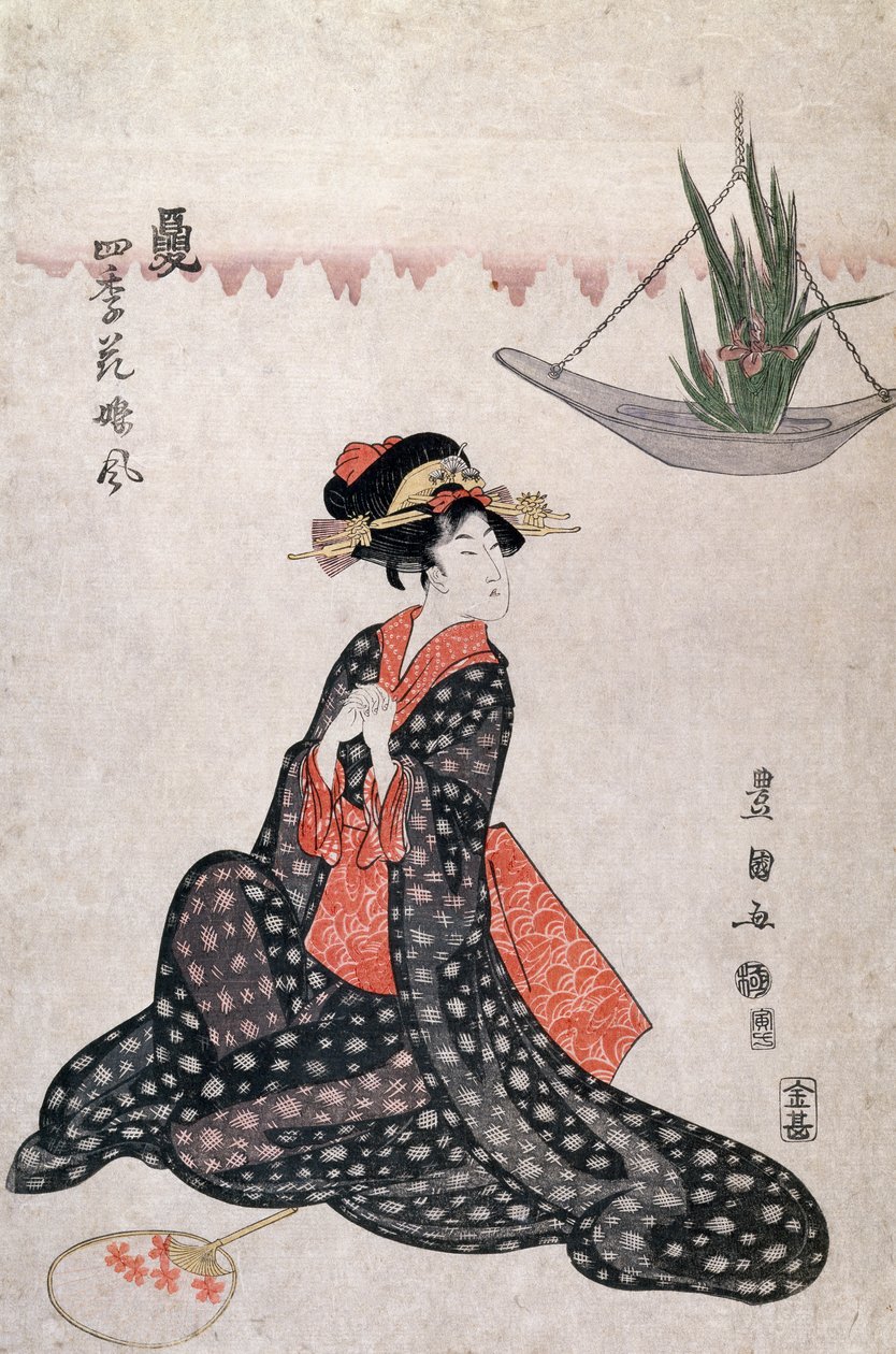 Blommor av fyra årstider, av Utagawa Toyokuni (1769-1825), träsnitt i ukiyo-e-stil, Japan, japansk civilisation av Utagawa Toyokuni
