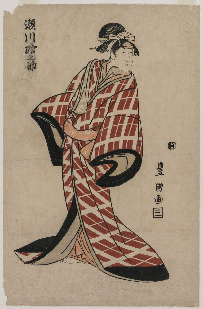 Segawa Michinosuke bär en vadderad pläddräkt av Utagawa Toyokuni