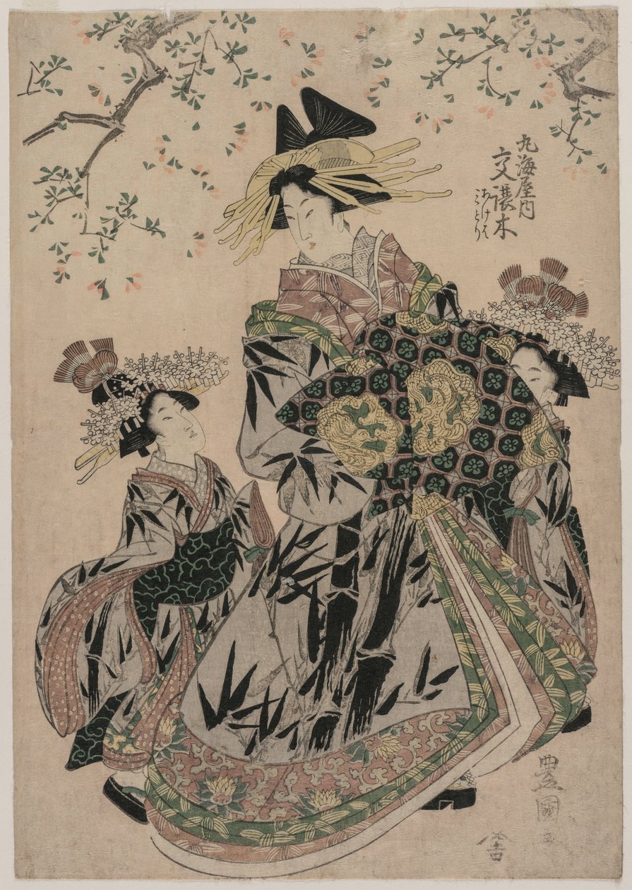 Skolan r hand jack snipe f Maru räkor och med r kalstekt är en plan d grön, c. 1805. av Utagawa Toyokuni