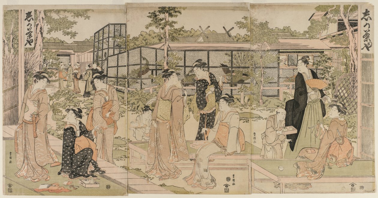 Besökare på Shika Tea House, tidigt 1790-tal. av Utagawa Toyokuni