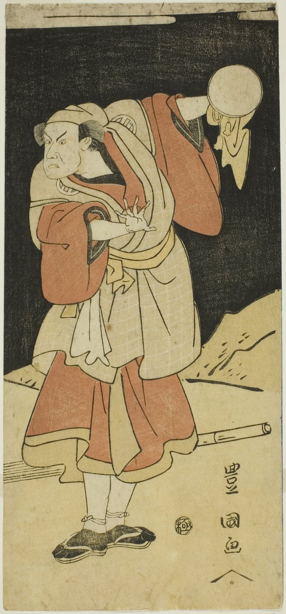 Skådespelare i en scen från ett drama av Utagawa Toyokuni I