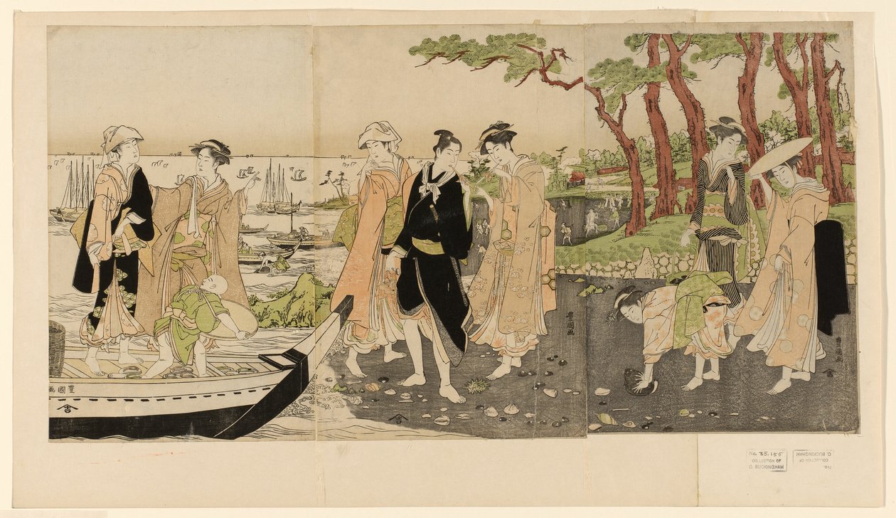 Samla skalfisk vid lågvatten av Utagawa Toyokuni I