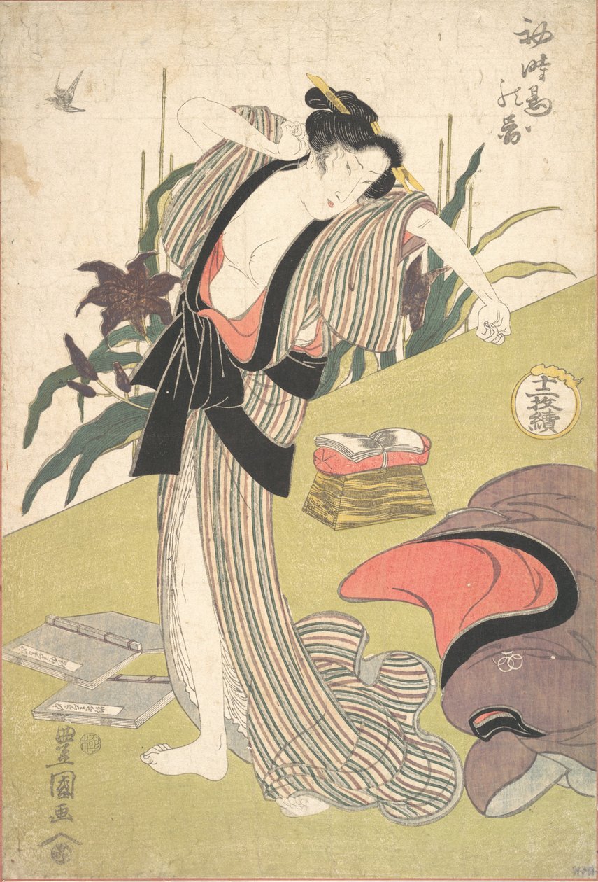 Gökens första besök. av Utagawa Toyokuni I