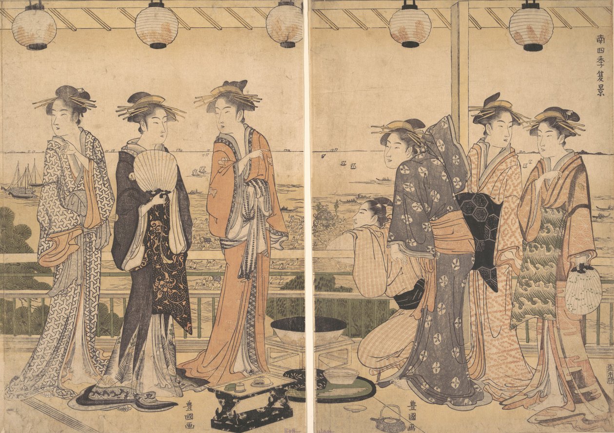 The Four Seasons in Southern Edo: A Summer Scene Minami shiki, Natsu [no] kei, sent 1780-tal. av Utagawa Toyokuni I