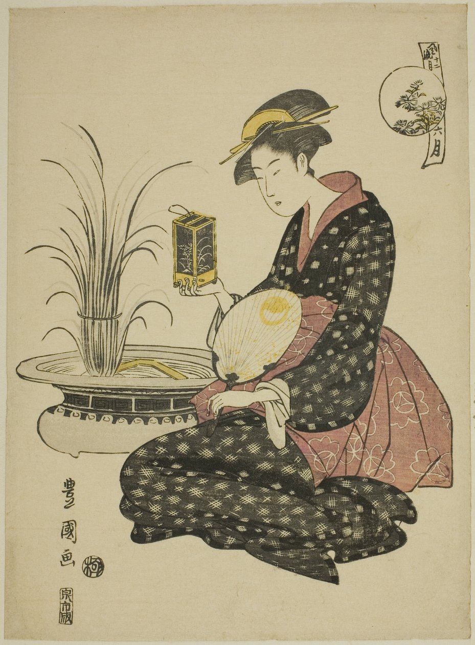 Den sjätte månaden (Roku gatsu), från serien "Fashionable Twelve Months (Furyu junikagetsu)" av Utagawa Toyokuni I