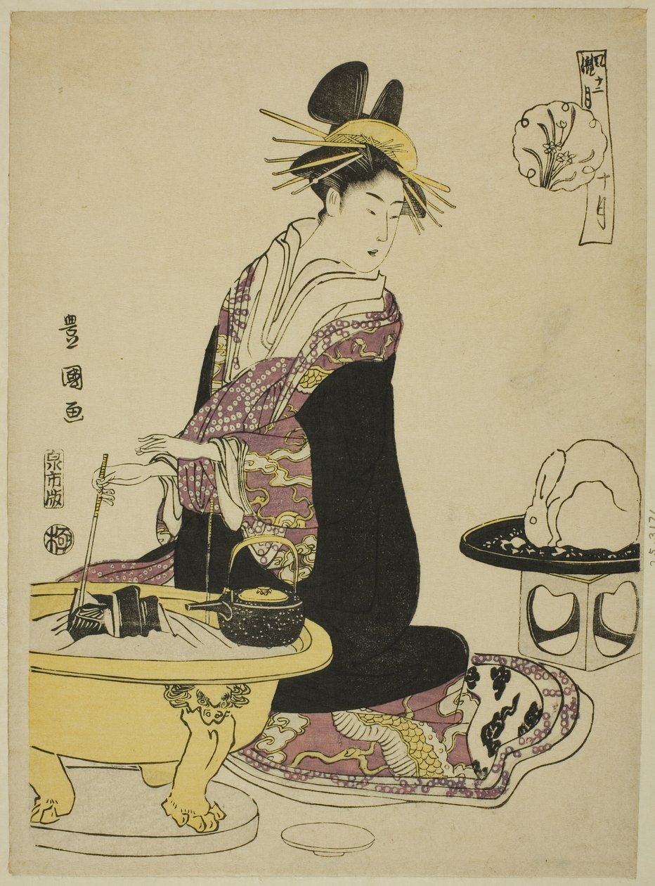 Den tionde månaden (Ju gatsu), från serien "Fashionable Twelve Months (Furyu junikagetsu)" av Utagawa Toyokuni I