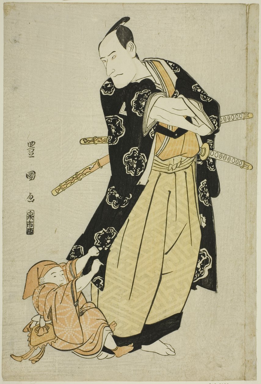 Skådespelaren Ichikawa Danjuro VI och en pojke av Utagawa Toyokuni I
