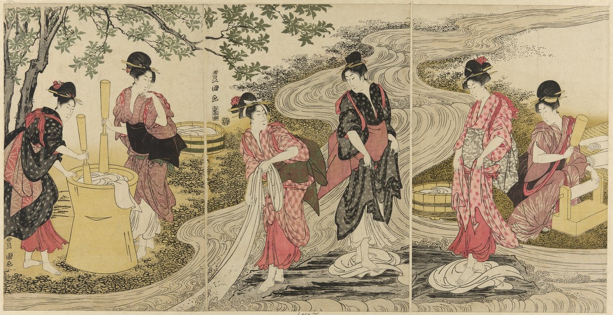 Tvättduk i en bäck av Utagawa Toyokuni I