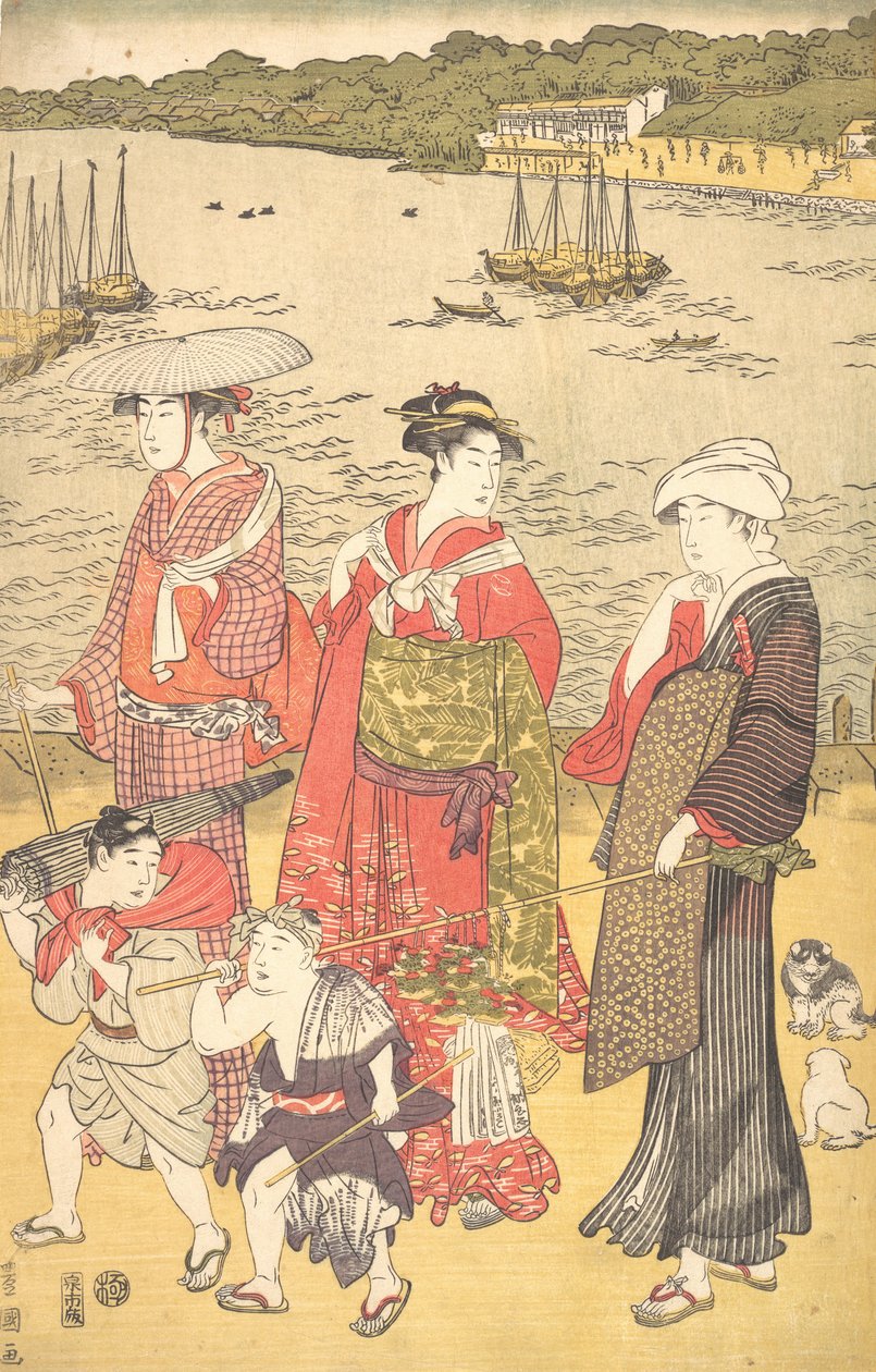 Kvinnor vid Takanawa Beach, ca. 1790-talet. av Utagawa Toyokuni I