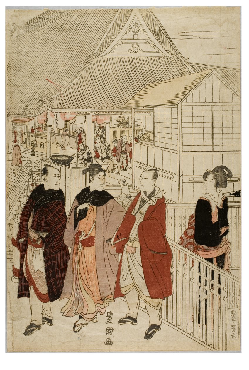 Nyårspilgrimsfärd till Myohoji i Horinouchi, Edo, ca 1804-1810 (träblock på papper) av Utagawa and Toyokuni Utagawa Toyohiro