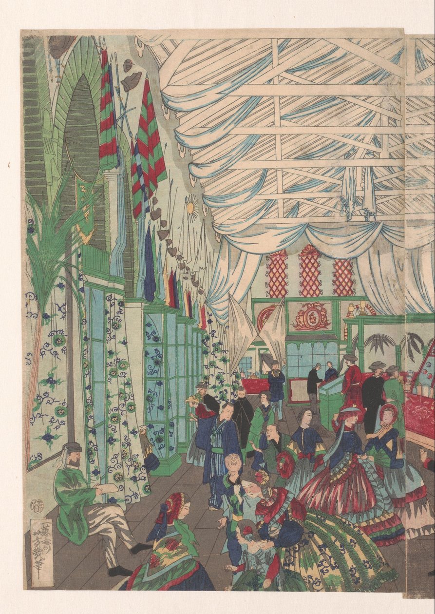 Ett blomstrande engelskt handelshus i Yokohama av Utagawa Yoshiiku