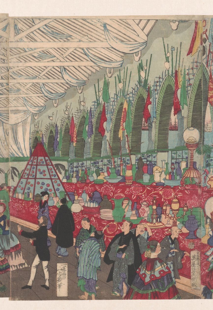 Ett blomstrande engelskt handelshus i Yokohama av Utagawa Yoshiiku