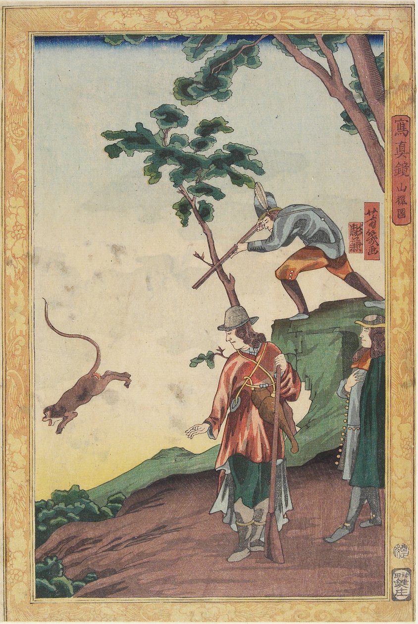 Jaktscen, januari 1861 av Utagawa Yoshiiku