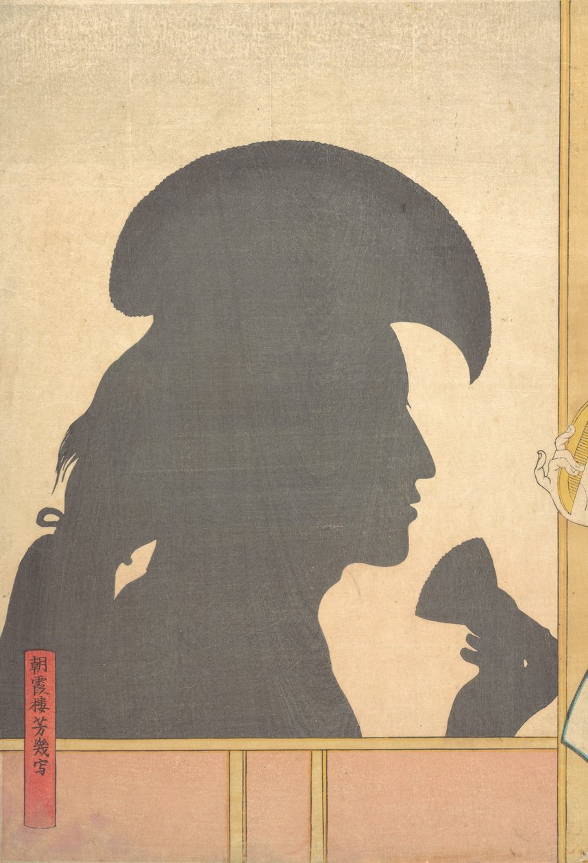 Silhouette Bild av Kabuki skådespelare, 1800-talet. av Utagawa Yoshiiku