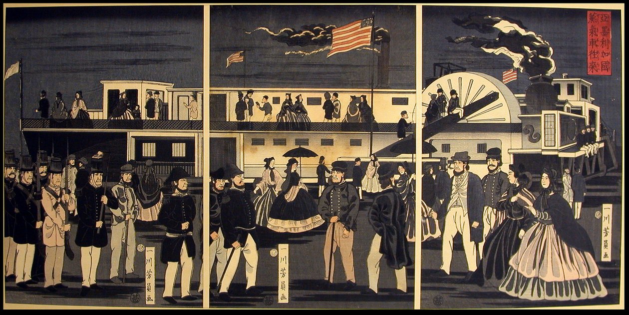 American Steam Train Travel av Utagawa Yoshikazu