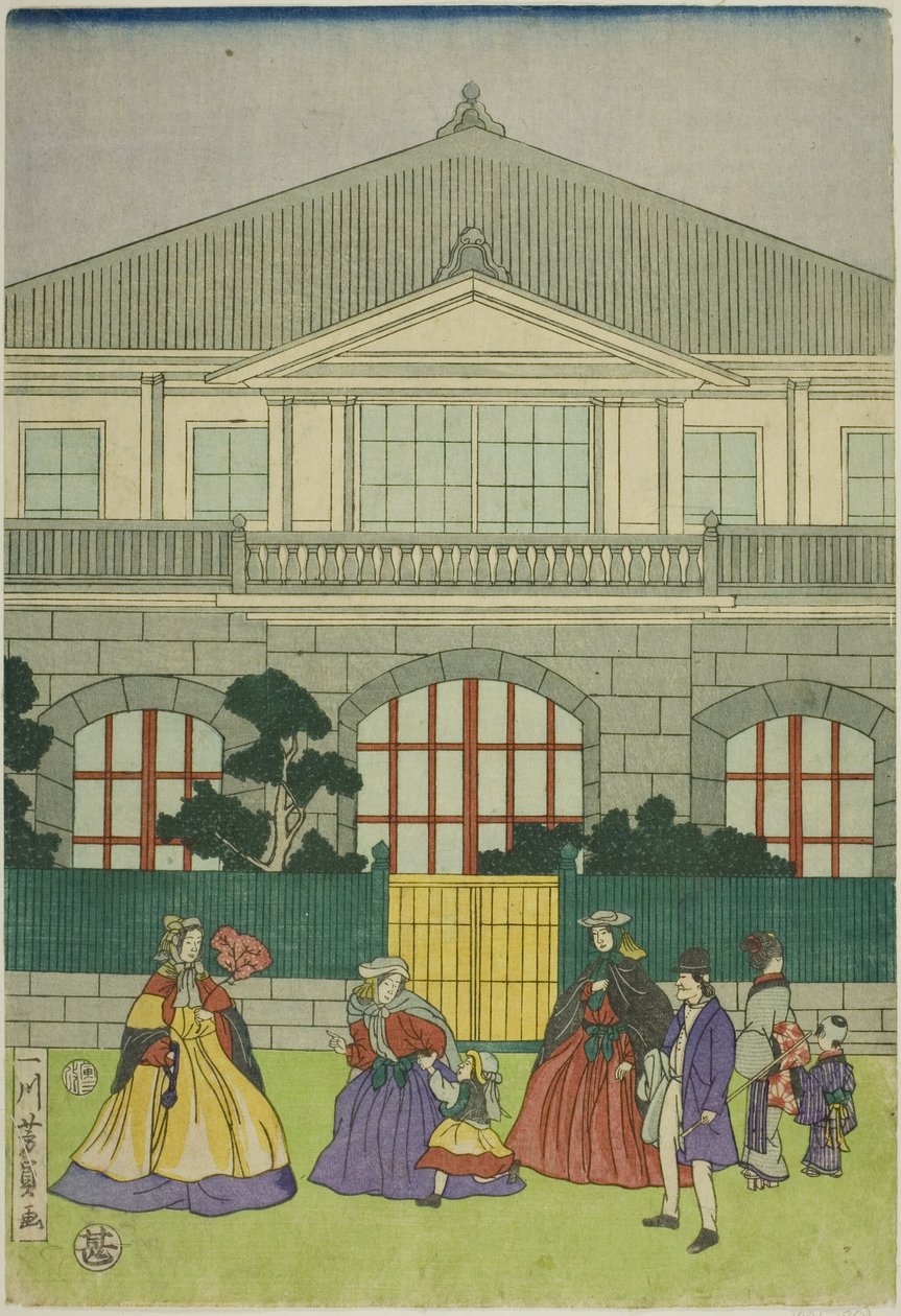 Spårvagn tillbaka f F line ch köpman t vid po RT i Yokohama av Utagawa Yoshikazu