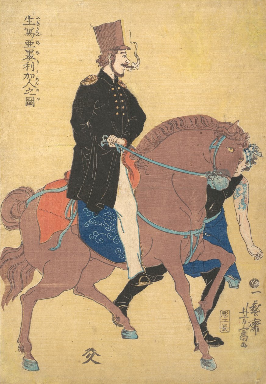 An American Drawn from Life, 1861, andra månaden. av Utagawa Yoshitomi