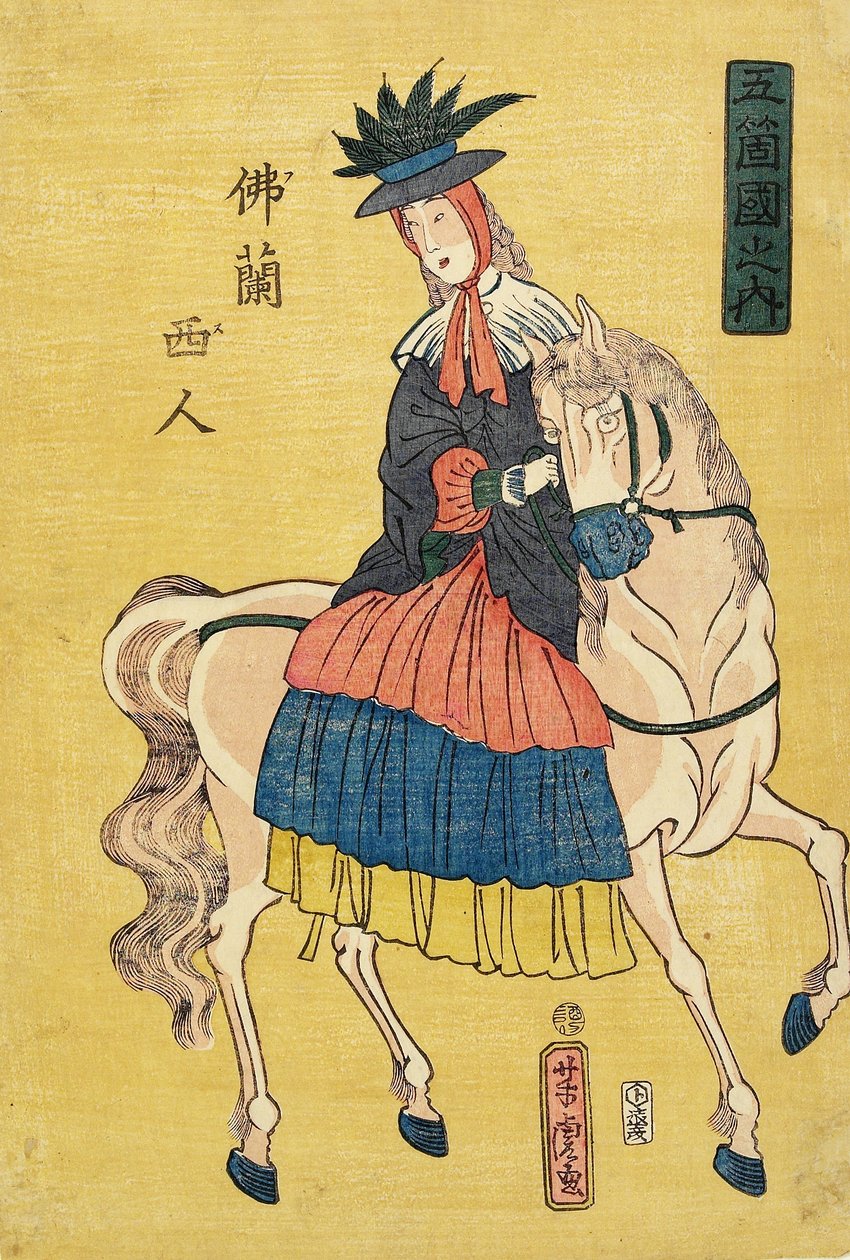 Fransk dam till häst av Utagawa Yoshitora