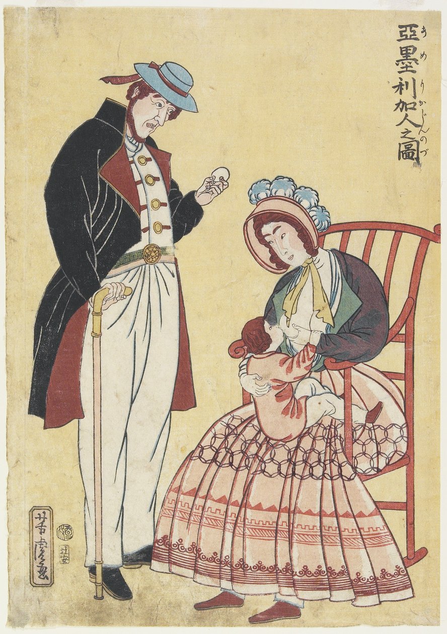 Porträtt av en amerikansk familj av Utagawa Yoshitora