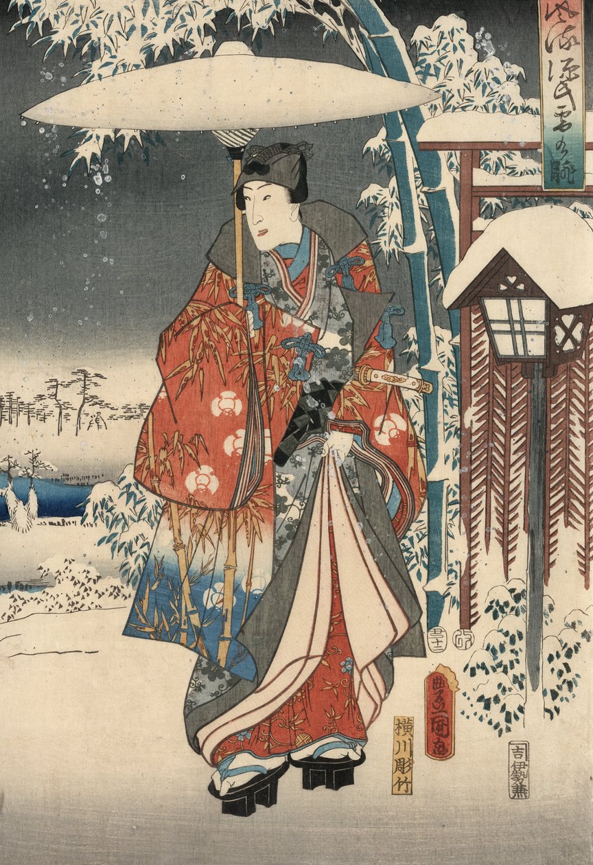 Ukiyo-bild P Hayashi t f Rom Tee f Genji av Genji av National Plan d Hiroshige av Utagawa and Hiroshige  Kunisada