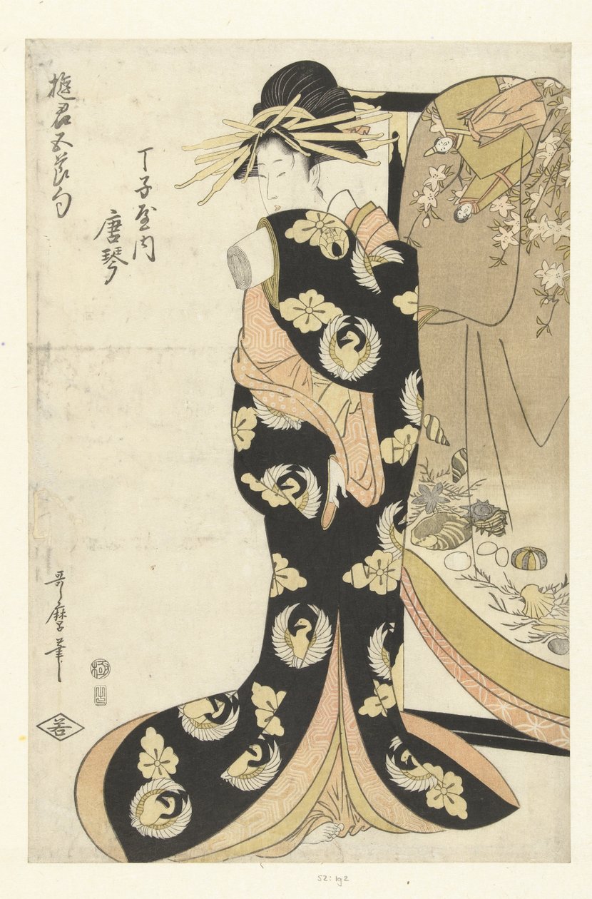 Kurtisan Karagoto från Chojiya-huset Chojiya uchi Karagoto (titel på objekt) Courtesans and the Five Festivals (serietitel) Yukun gosekku (serietitel på objekt) av Utamaro (II) , Kitagawa (attributed to)