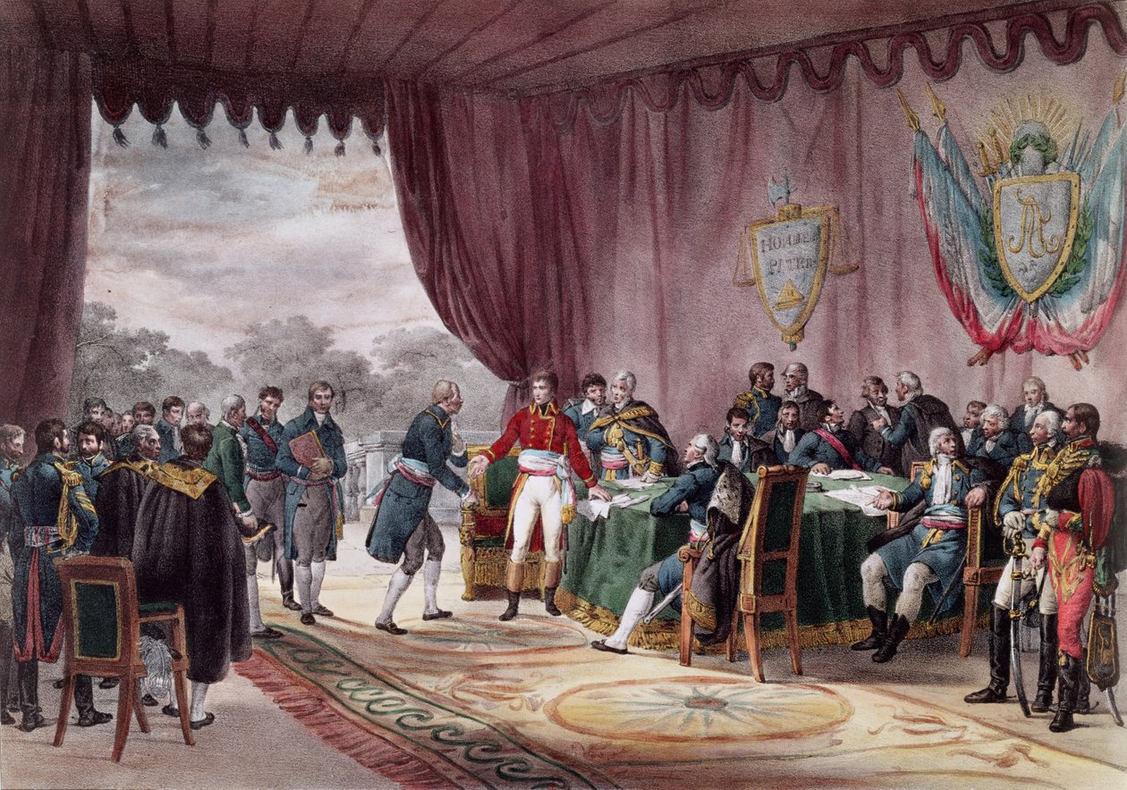 Undertecknandet av fördraget i Mortefontaine, 30 september 1800 av V. Adam