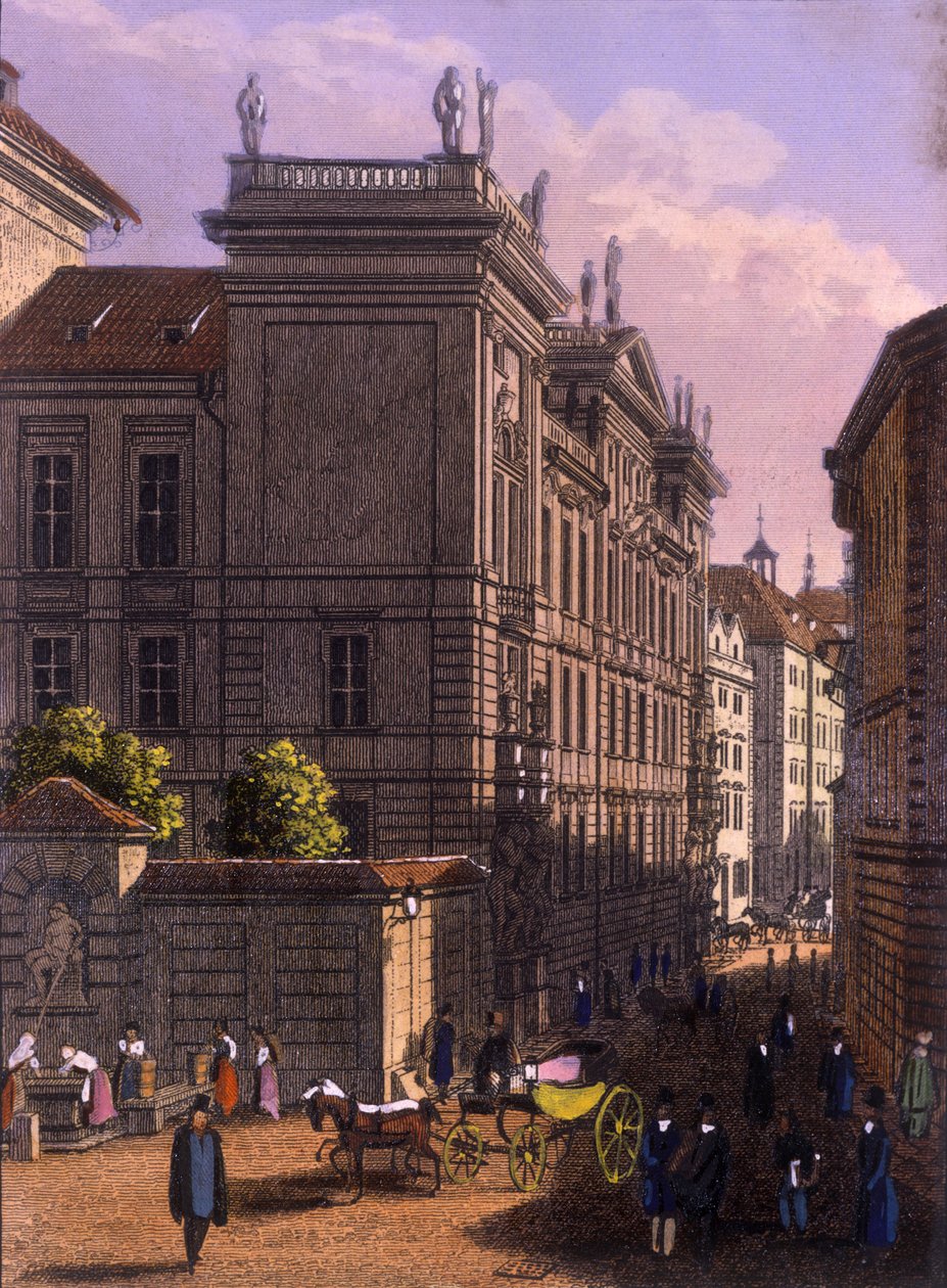 Clam-Gallas Palace, 1847 (färgat stålgravyr) av V. Merklas