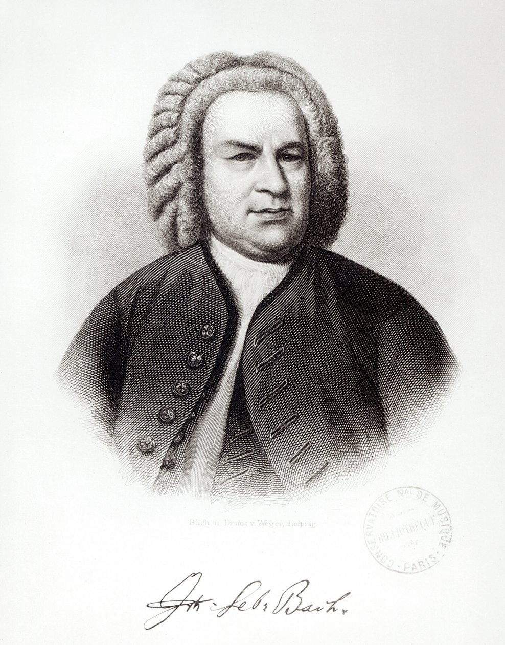 Porträtt av Johann Sebastian Bach (1685-1750) av V. Weger