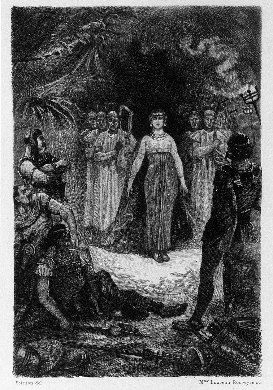Illustration av V.A. Poirson (1890) för romanen Salammbo”” av Gustave Flaubert, som tar som ram legosoldatkriget vid tiden för det första puniska kriget (246-241 f.Kr.) mellan romarna och karthagerna. av Victor Armand Poirson