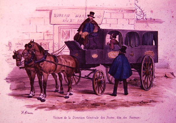 Vagn som tillhör postkontorets huvudkontor, även känd som "Postmännens vagn", Paris av V. (after) Adam
