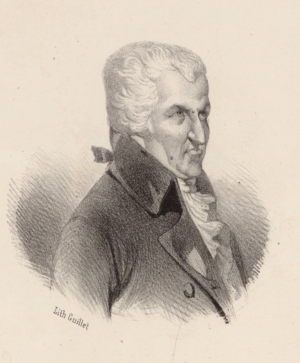 Porträtt av kompositören Pierre-Alexandre Monsigny 1729-1817. av V. Guillet