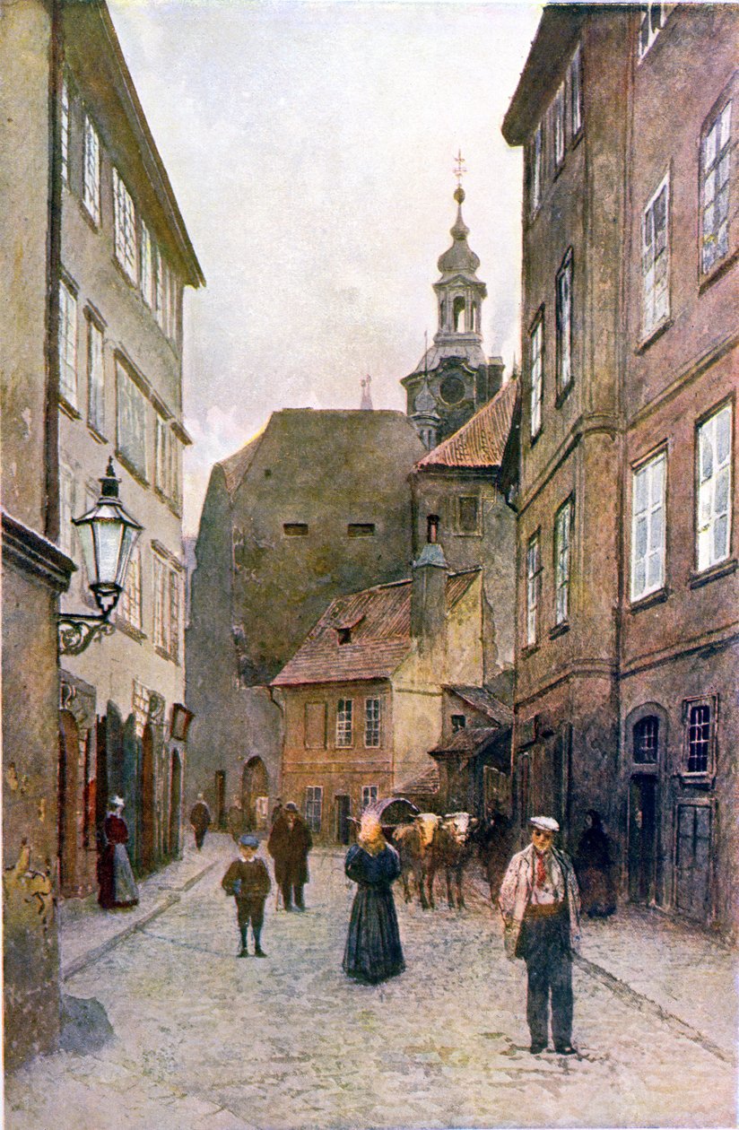 Kozna Ulicka, Prag, illustration från "Stara Praha (Gamla Prag)", 1895 av Vaclav Jansa