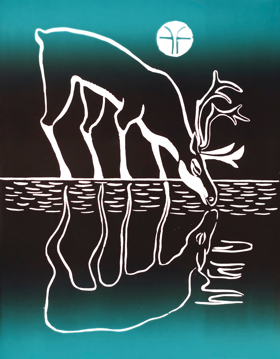 Drinking Caribou, 2018 (tusch på papper) av Vadym Vaskovsky