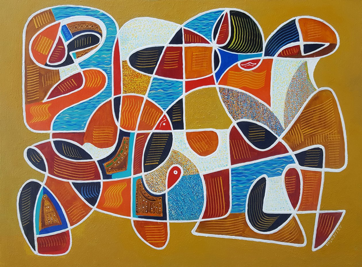 Fish In Wave, 2017 (akryl på duk) av Vadym Vaskovsky