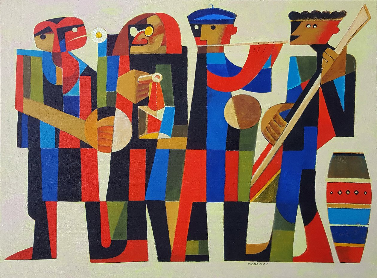 Four Musicians, 2017 (akryl på duk) av Vadym Vaskovsky
