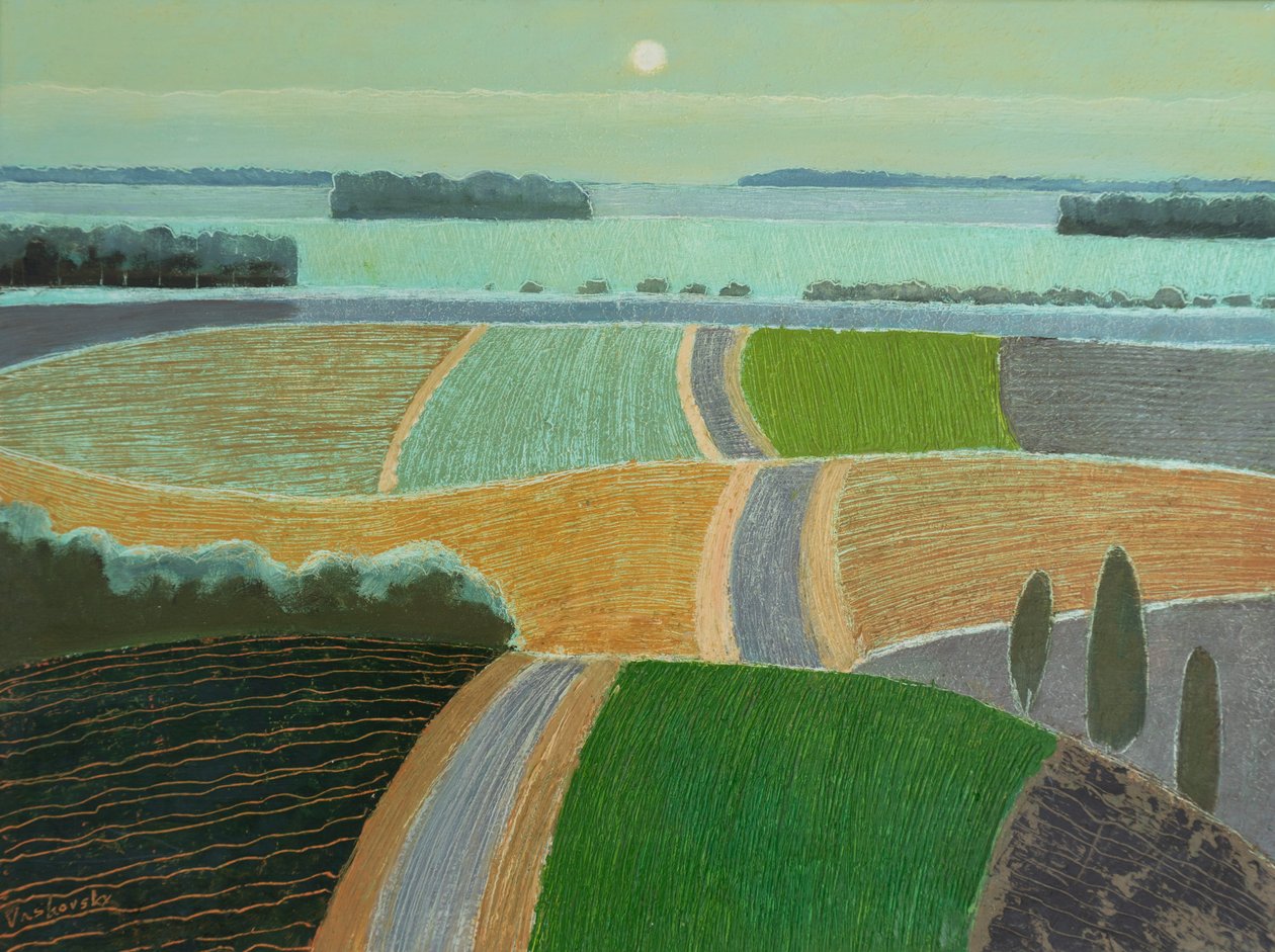 Green Hills Of The County, 2022 (olja på duk) av Vadym Vaskovsky