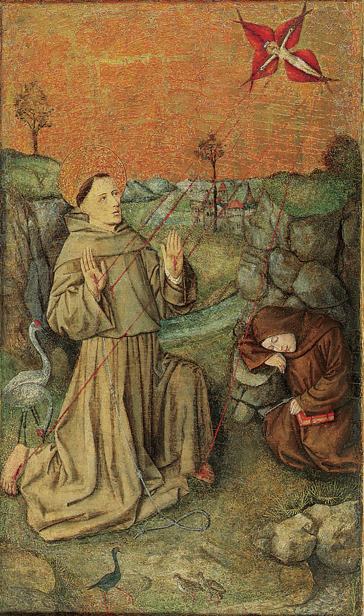 Saint Francis tar emot Stigmata, sent 1400-tal av Valencian School