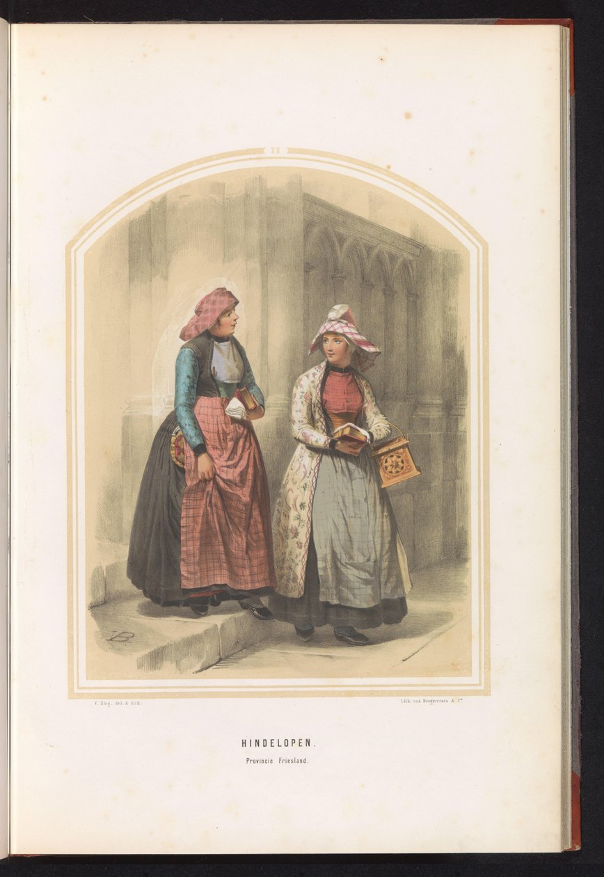 Traditionell dräkt av Hindeloopen i Friesland, 1857 Hinder. Provinsen Friesland / II (titel på objektet) av Valentijn Bing