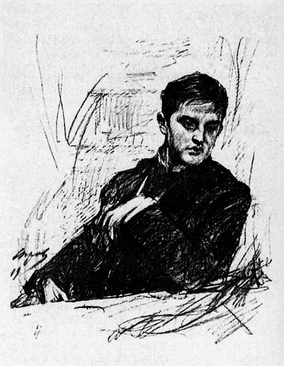 Dmitry Filosofov (kol på papper) av Valentin Aleksandrovich Serov