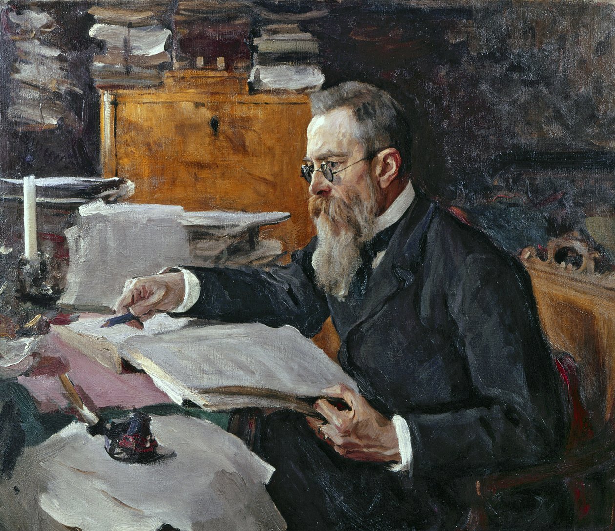 Porträtt av Nikolai Andreyevich Rimsky-Korsakov av Valentin Aleksandrovich Serov