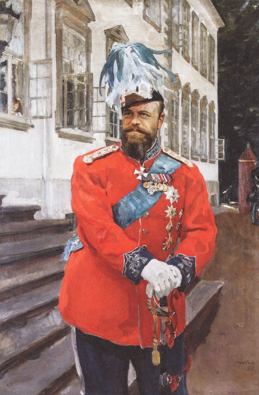 Alexander III i danska kungliga livgardets uniform av Valentin Aleksandrovich Serov