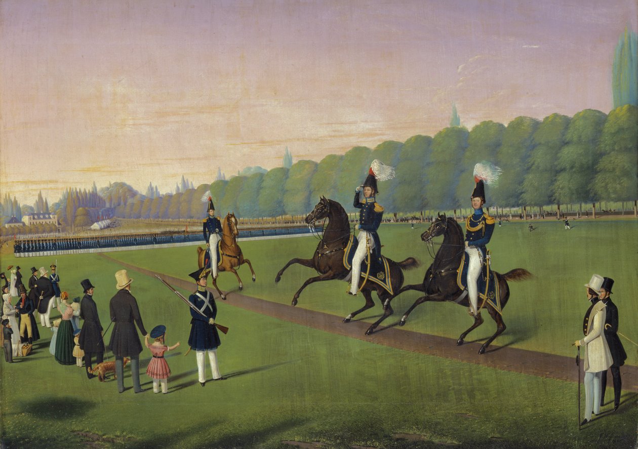 Parad av Hamburg Burgermilitars, 1840 av Valentin Wassner