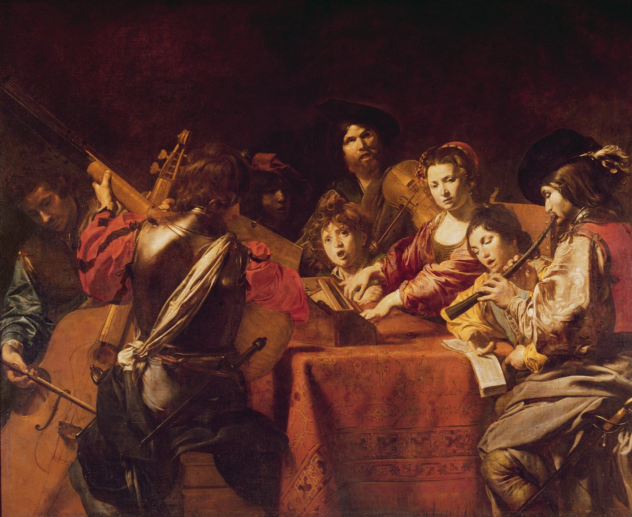 Konsert med åtta personer av Valentin de Boulogne